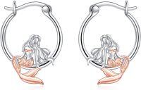 wholesale 925 Sterling Silver Mermaid Hoop Earrings - Cute Animal  for Women and Girls-Mermaid