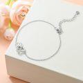 wholesale 925 Sterling Silver Heart and Paw Print Charm Bracelet with CZ Stones for Women-0-3