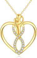 wholesale 10K Gold Infinity Love Woman Figure CZ Pendants Necklaces Gifts for Her Wife Girlfriend Anniversary Birthday Christmas Jewelry Present Ideas-0-0