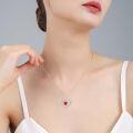 wholesale 925 Sterling Silver Red Crystal Heart Pendant Necklace for Women Romantic Gift-0-4