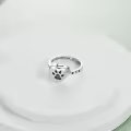 TOUPOP 925 Sterling Silver Heart Paw Print Dog Cremation Memorial Ring-0-2