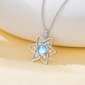 wholesale 925 Sterling Silver Star of David with Blue Moonstone and Cubic Zirconia Pendant Necklace for Women-0-1