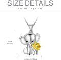 wholesale 925 Sterling Silver Elephant with Gold Flower Charm Pendant Necklace for Women-0-5