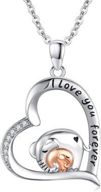 wholesale 925 Sterling Silver Elephant Heart Love You Forever Pendant Necklaces for Women Gifts-Elephant Necklace