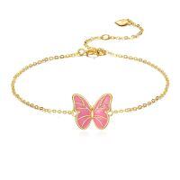 wholesale 14k Gold Butterfly Pendant Necklace Wholesale In White-pink butterfly
