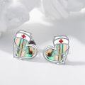 wholesale 925 Sterling Silver Nurse Heart Stethoscope Stud Earrings with Abalone Shell and Crystal Accents Gift for Women-0-2