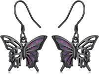 wholesale 925 Sterling Silver & Red Opal Butterfly Dangle Earrings 12mm Hypoallergenic Gift-Butterfly B