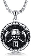 wholesale 925 Sterling Silver Skull Pendant Memento Mori Necklace - Gothic Jewelry for Men & Women -0-0