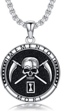 wholesale 925 Sterling Silver Skull Pendant Memento Mori Necklace - Gothic Jewelry for Men & Women -Memento Mori 1