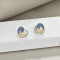 wholesale 925 Sterling Silver Heart-Shaped Blue Crystal Dolphins Stud Earrings Gift for Women-0-4