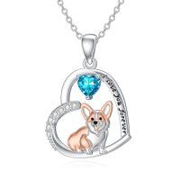 wholesale 925 Sterling Silver Corgi Love Forever Pendant Necklace-2-03-March