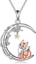 wholesale S925 Sterling Silver Fox Pendant Necklace Moon Animal s for Women Mom Wife-0-0