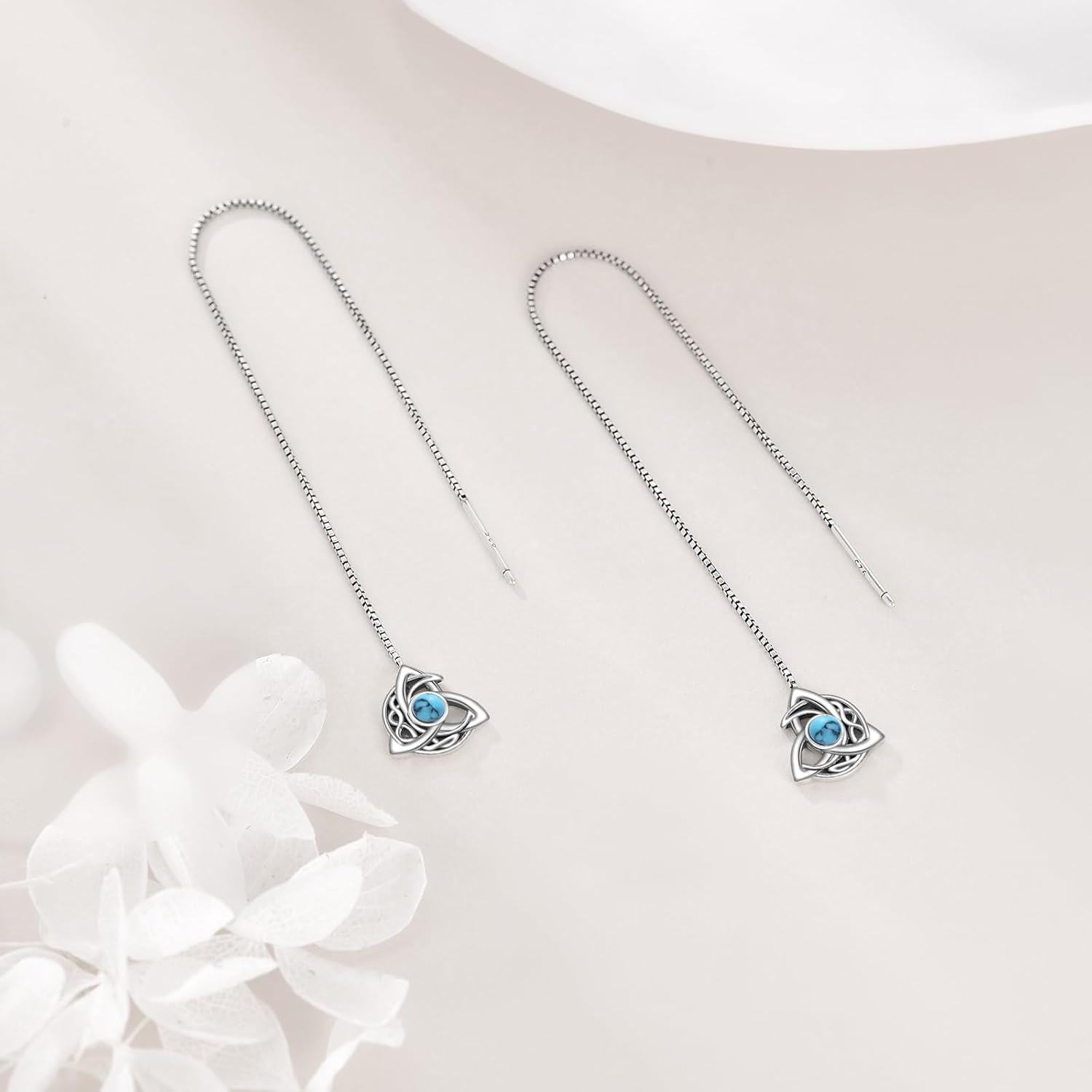 925 Sterling Silver Mermaid Heart Threader Earrings for Women's Gift-0-2