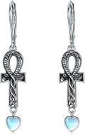 wholesale 925 Sterling Silver Ankh Heart Dangle Earrings-0-0