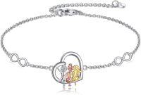 wholesale 925 Sterling Silver Infinity Heart Charm Bracelet with Three Sisters Design - Friendship s for Women-Three Sisters Inifinity Bracelet