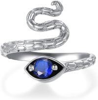 wholesale 925 Sterling Silver Adjustable Snake Band Ring Jewelry Gift for Women-09 Sep - Sapphire