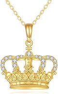 wholesale 14K Gold Diamond Pearl Crown Pendant Necklace for Women-0-0
