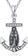 wholesale 925 Sterling Silver Anchor & Virgin Mary Pendant Necklace for Women Catholic s-0-0