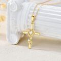 TOUPOP 14K Solid Gold Crystal Nurse Cross Necklace-0-4