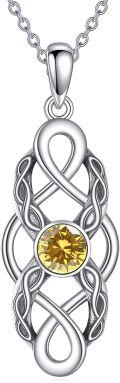 wholesale 925 Sterling Silver Celtic Knot Birthstone Pendant Necklace-0-0