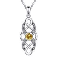 wholesale 925 Sterling Silver Celtic Knot Birthstone Pendant Necklace-November