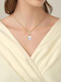 TOUPOP 14K Gold Freshwater Cultured Pearl Necklace with Bow Heart Dolphin Pendant-0-2