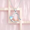 wholesale 925 Sterling Silver Heart-Shaped Moonstone Dachshund Pendant Necklace for Women-0-1