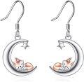 wholesale 925 Sterling Silver Fox Moon Star Dangle Earrings Gifts for Women-0-0