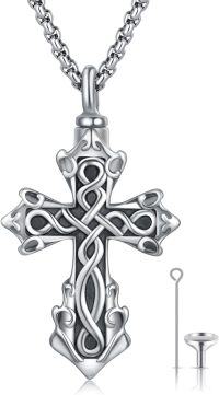 wholesale 925 Sterling Silver Celtic Cross Cremation Jewelry Urn Keepsake Necklace for Ashes -Celtic Cross Ashes #1