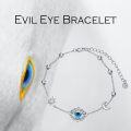wholesale 925 Sterling Silver Evil Eye Bracelet with Sun and Moon Charms Anniversary Christmas Gifts for Women-0-3