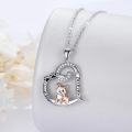 wholesale 925 Sterling Silver Forever Love Corgi Dog Paw Print Heart Pendant Necklace for Women-0-2