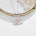 wholesale 925 Sterling Silver Heart-shaped Mother and Child Pendant with Moonstone Necklace-0-2
