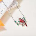 wholesale 925 Sterling Silver Red Cardinal Bird Branches Pendant Necklace for Women Girls Gifts Jewelry 45cm Chain Length-0-1