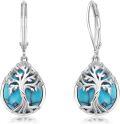 wholesale 925 Sterling Silver Tree of Life Turquoise Drop Earrings for Women-0-0