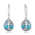 wholesale 925 Sterling Silver Tree of Life Turquoise Drop Earrings for Women-0-0