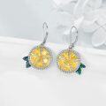 wholesale 925 Sterling Silver Citrine Starburst Leaf Drop Earrings 3D Design Leverback-0-2