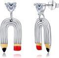 wholesale 925 Sterling Silver Rainbow Pencil Stud Earrings - Unique Gift for Women-0-0