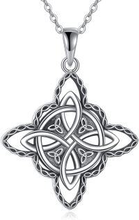 wholesale 925 Sterling Silver Celtic Knot Cross Pendant Necklace for Women Men Irish Vintage s-Witches Knot