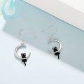 wholesale 925 Sterling Silver Black Cat Moon Drop Earrings for Women-0-2