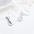 wholesale 925 Sterling Silver Guitar Shaped Dangle Earrings with Black Stones Gift for Musicians and Readers-0-4