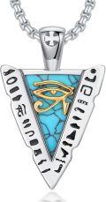 wholesale 925 Sterling Silver Turquoise Eye of Horus Triangle Pendant Necklace Ancient Egypt Jewelry-0-0
