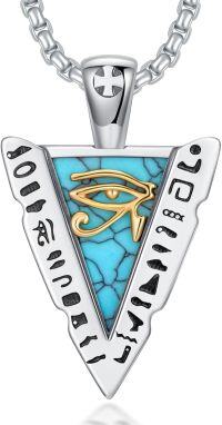 wholesale 925 Sterling Silver Turquoise Eye of Horus Triangle Pendant Necklace Ancient Egypt Jewelry-Eye of Horus