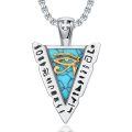 wholesale 925 Sterling Silver Eye Of Horus Pyramid Pendant Necklace Wholesale With Turquoise Inlay And Hieroglyphic Details-0-0