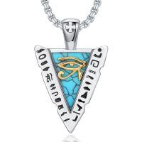 wholesale 925 Sterling Silver Eye Of Horus Pyramid Pendant Necklace Wholesale With Turquoise Inlay And Hieroglyphic Details-Eye of Horus