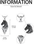 wholesale 925 Sterling Silver Black Enamel Horse Head Celtic Knot Pendant Necklace for Men-0-3