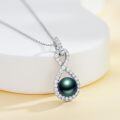 wholesale 925 Sterling Silver Infinity Pendant with Tahitian Black Pearl and Cubic Zirconias-0-3