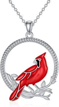 wholesale Sterling Silver Cardinal Pendant Necklace Memorial Sympathy Gift for Women Mom Wife-4-Round Cardinal