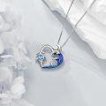 wholesale 925 Sterling Silver Heart-Shaped Blue Enamel Sea Life Charm Necklace for Women Girls s-0-3