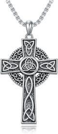 wholesale 925 Sterling Silver &  Celtic Knot Trinity Cross Pendant Necklaces for Men and Women-0-0