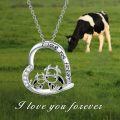 wholesale 925 Sterling Silver Cow Heart Pendant Necklace with Cubic Zirconia and Engraved Message I Love You Forever - Mother's Day Gifts for Mom Wife Girlfriend Daughter-0-5